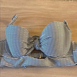 Shade & Shore Black and White Striped Bikini Top